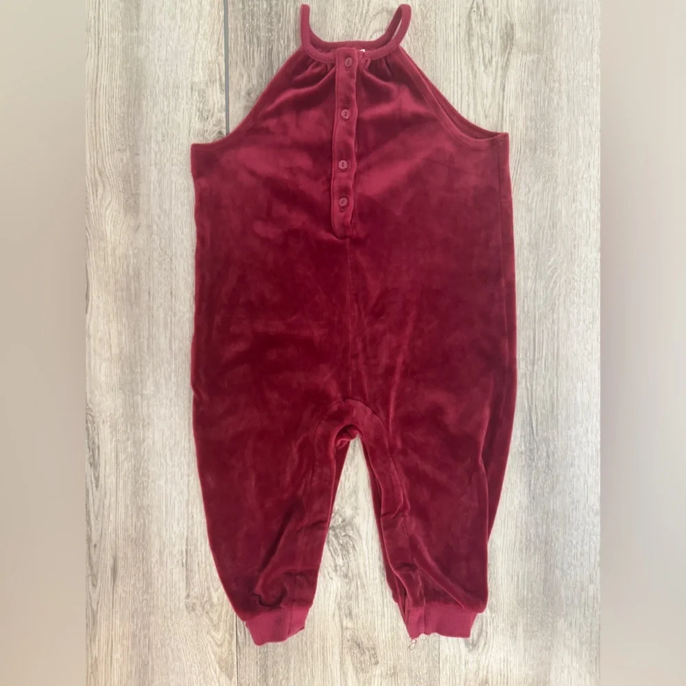 Gymboree Red Velvet Jumpsuit with Elastic Cuffs